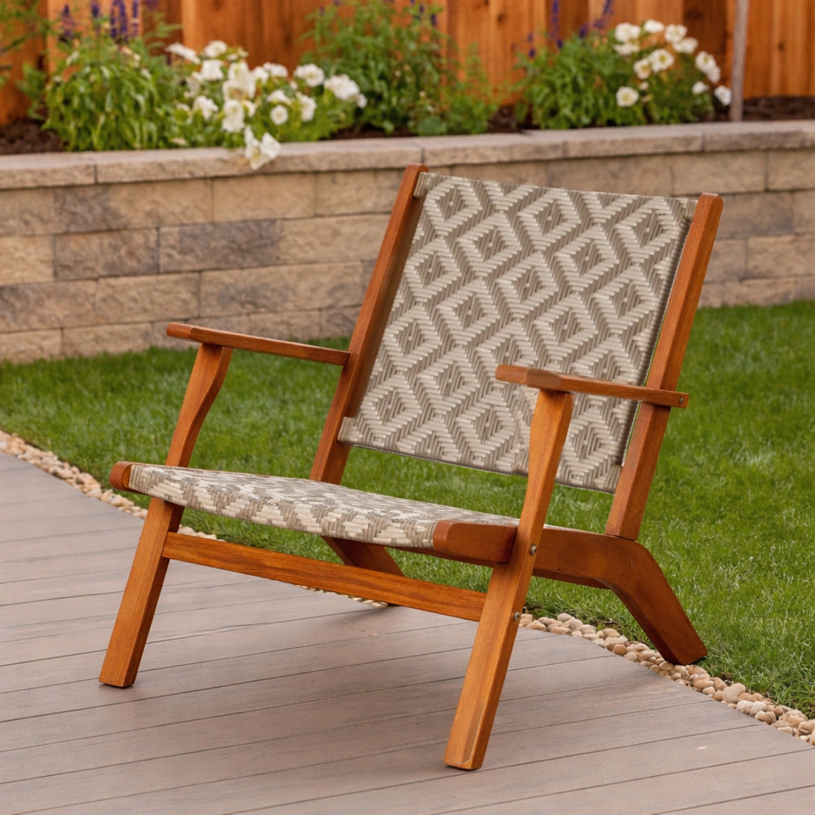 Natural Outdoor Armchair w/ Hand Woven Seat