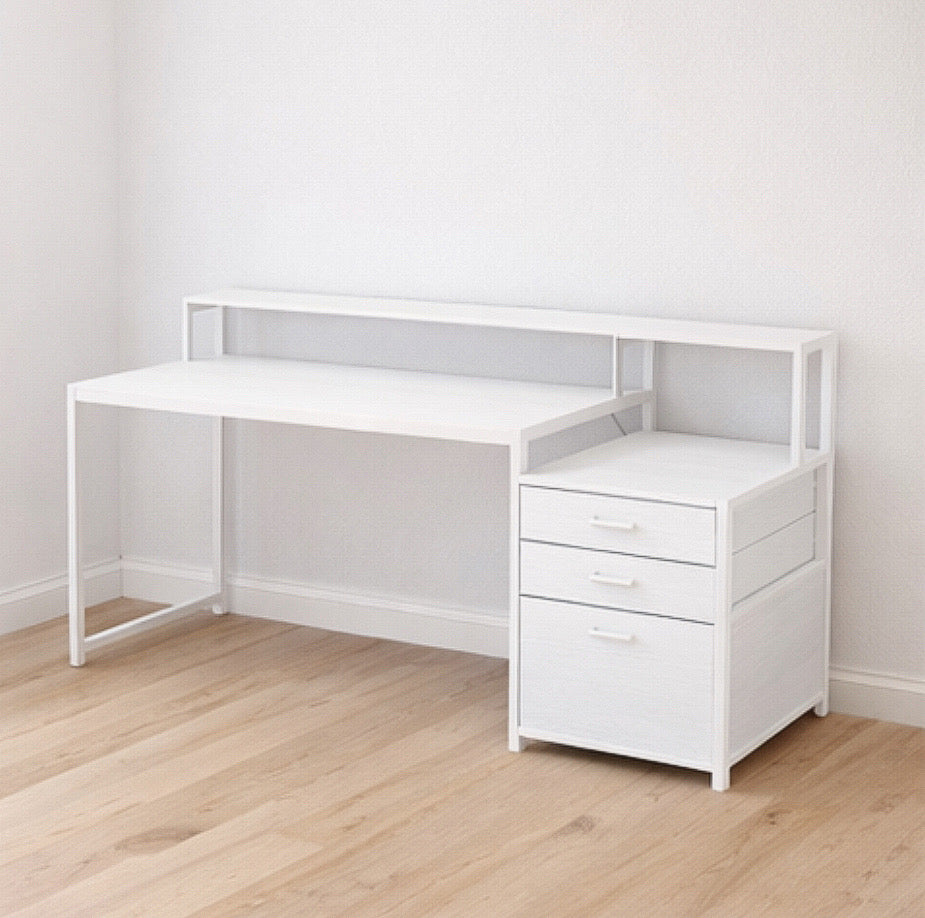 63” Office Desk w/ File Drawer & Monitor Stand
