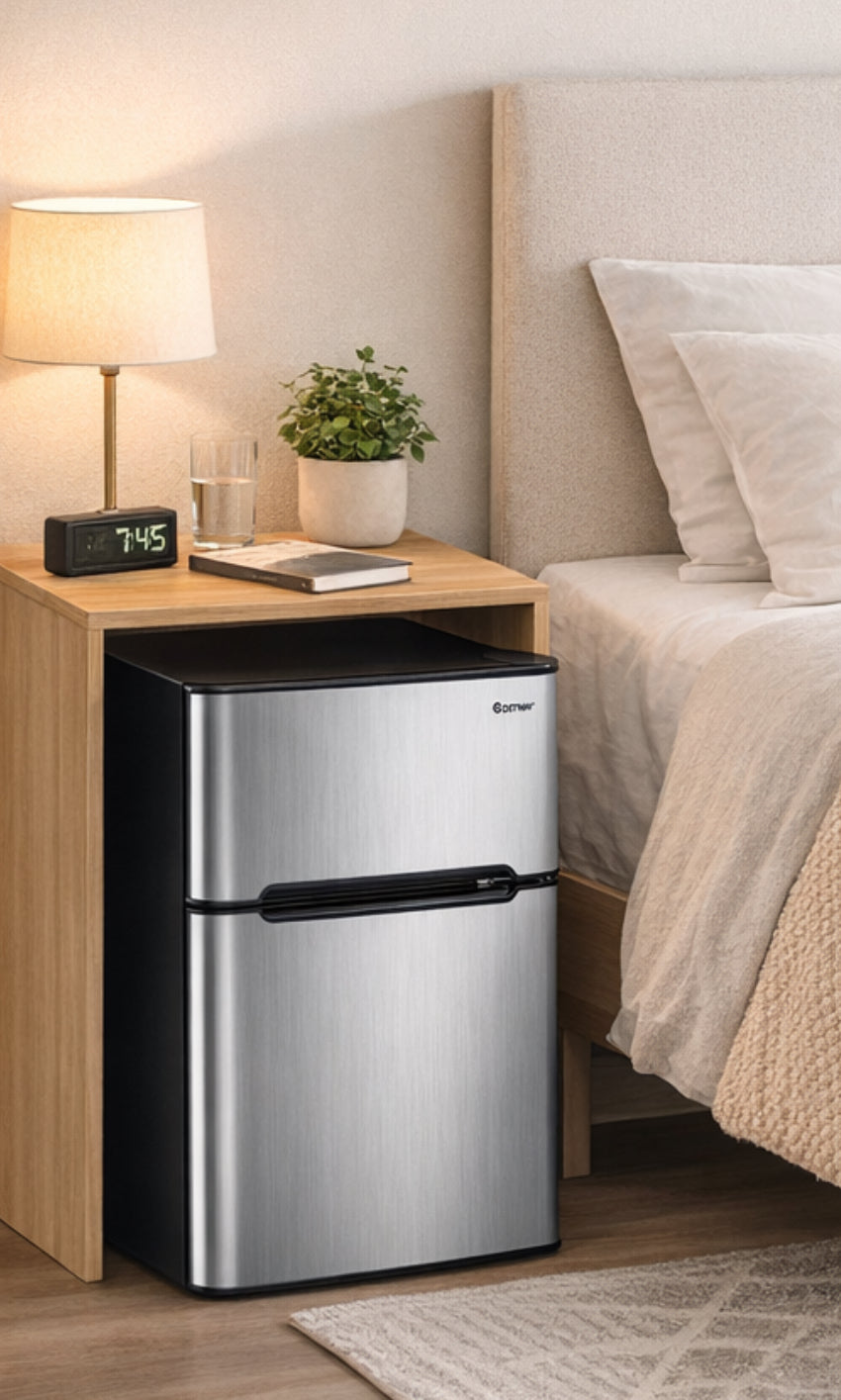 Costway 3.2 Cubic Feet Freestanding Mini Fridge with Freezer