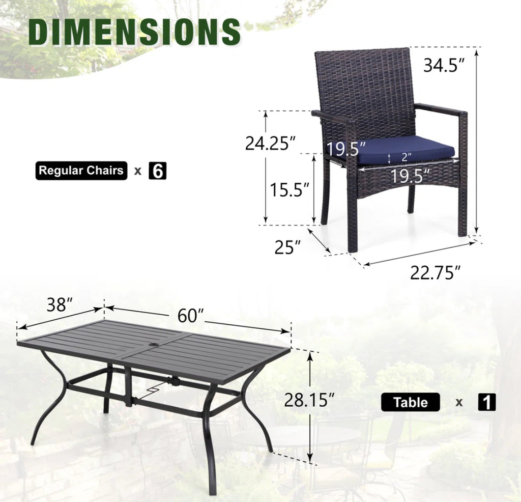 6-Person Outdoor Table Set w/ Cushions