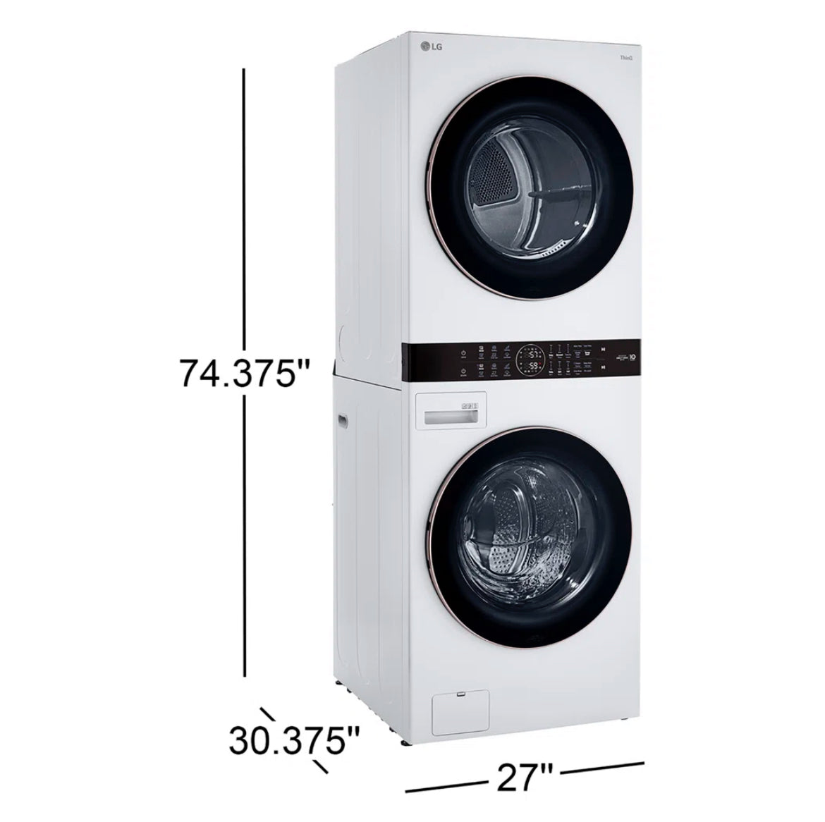 LG Single Unit Dryer & Front Load WashTower w/ Center Control Washer