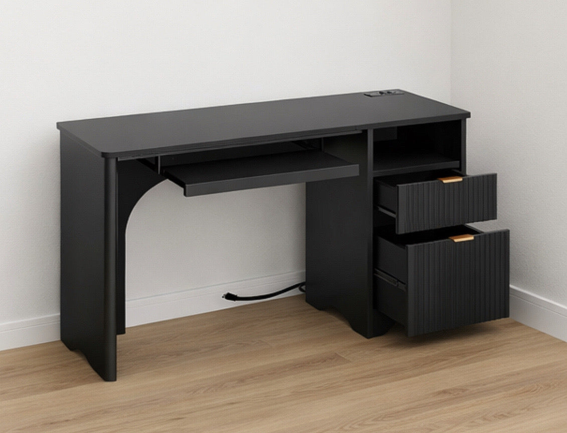 55” Fluted Desk w/ Drawers & Keyboard Tray