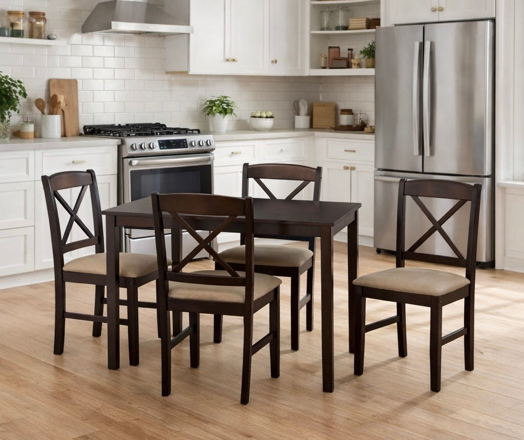 Space-Saving Farmhouse Dining Table Set for 4