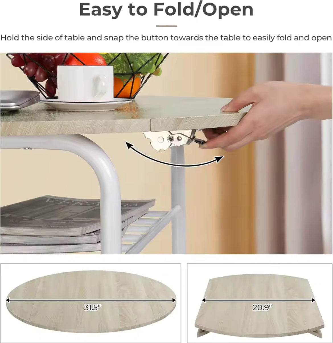 3-Piece Drop Leaf Dining Table Set for 2