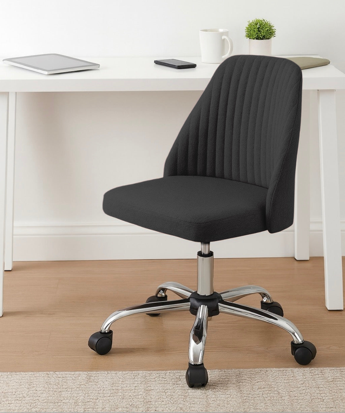 Armless Swivel Chair w/ Modern Fabric