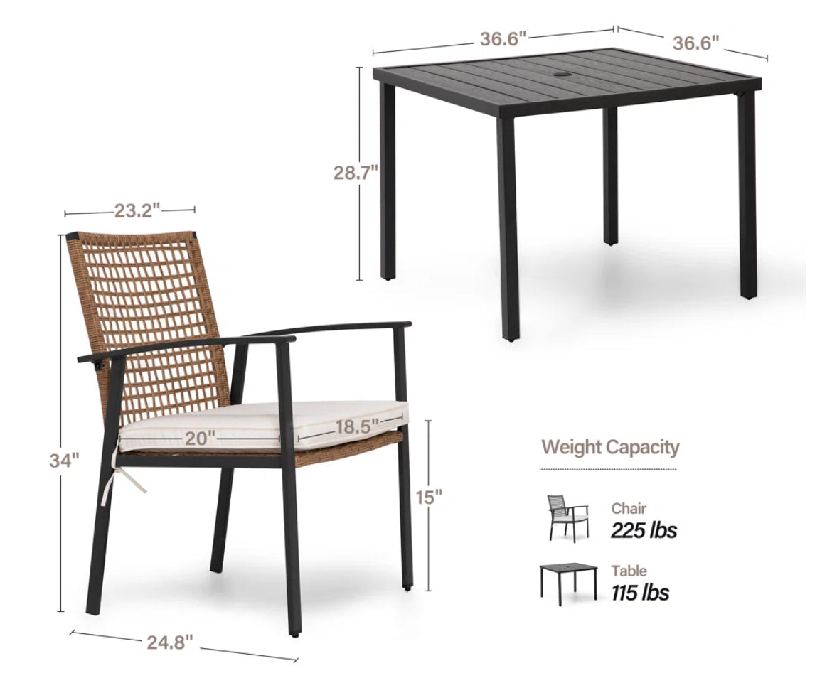 37" Long Iron Dining Set w/ Cushions