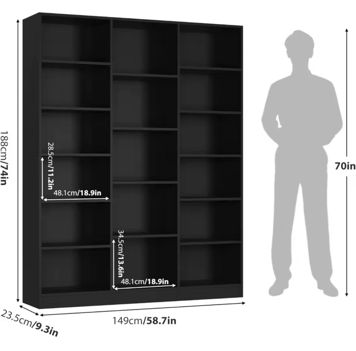 Triple Wide Bookshelf