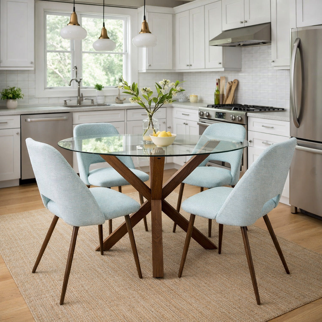 5-Piece Round Glass Table Set