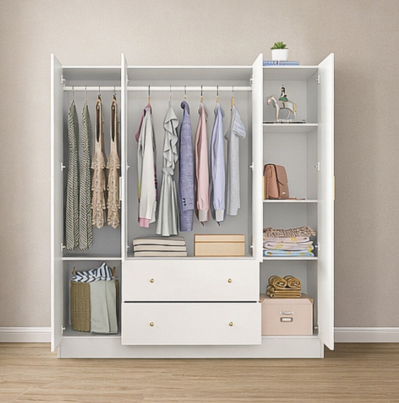 4-Door Armoire w/ Mirror & 2 Drawers
