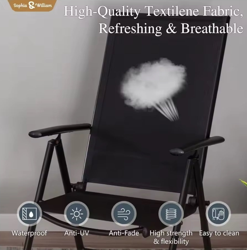 Outdoor Folding Chairs w/ 7-Level Adjustable Backrest (Set of 2)