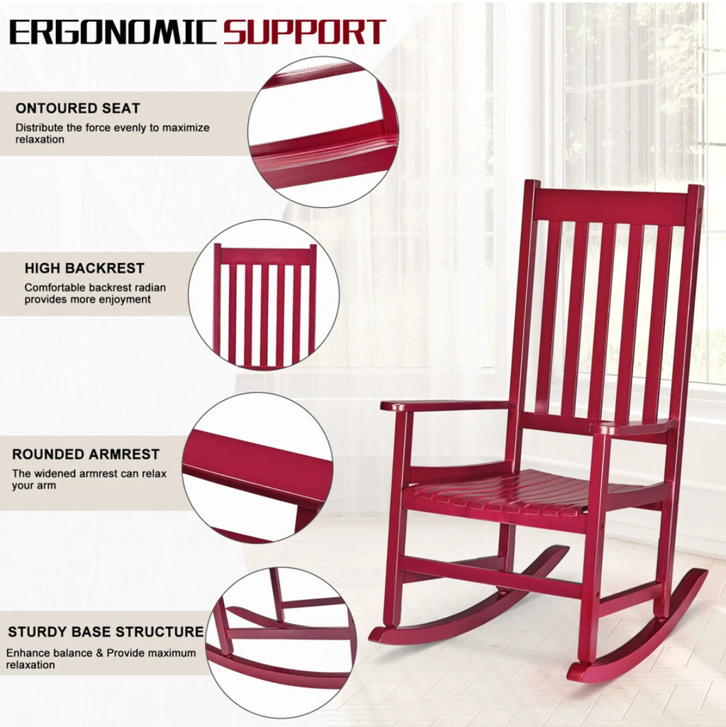 High-Back Wooden Rocking Chair