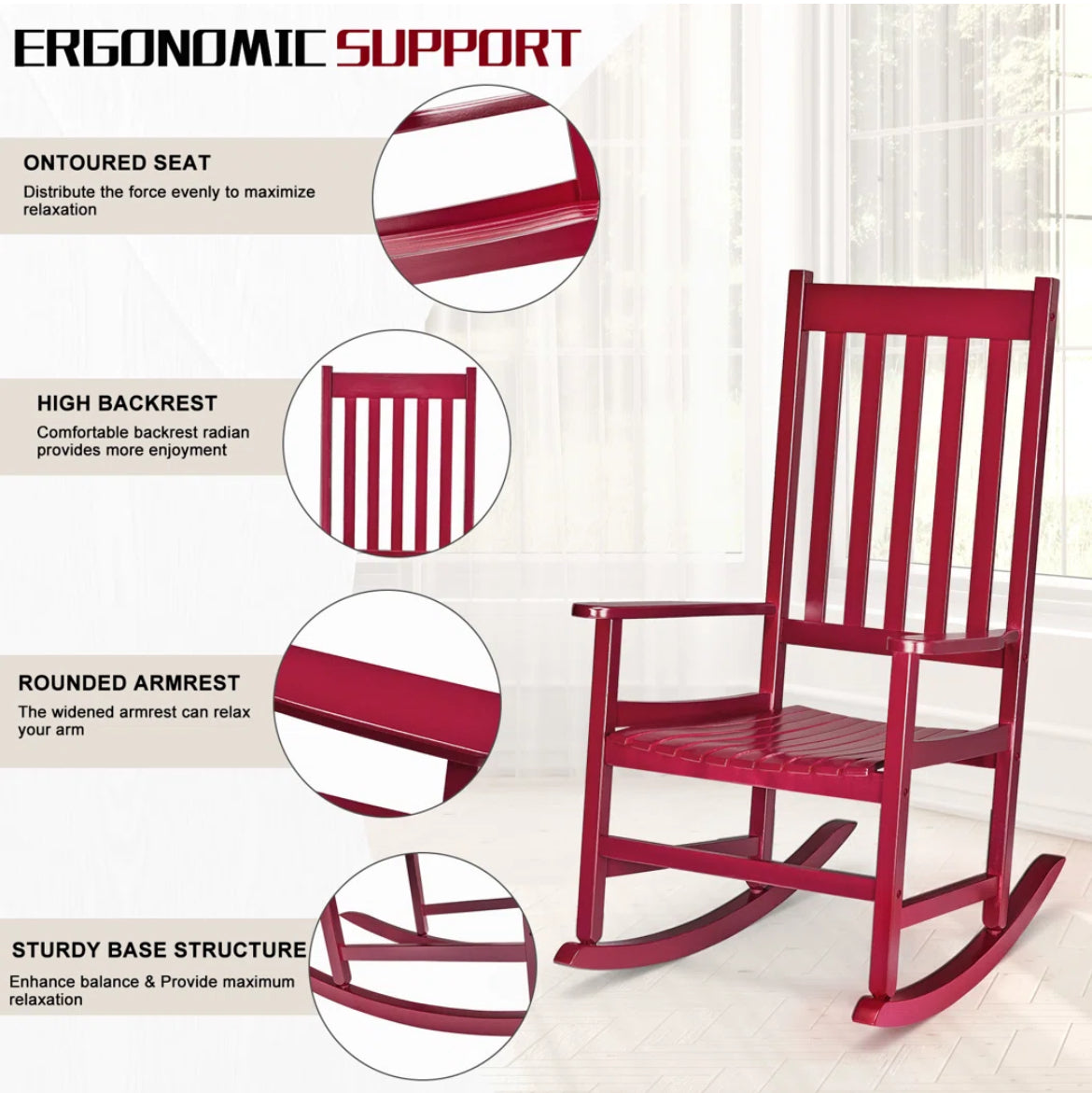 High-Back Wooden Rocking Chair