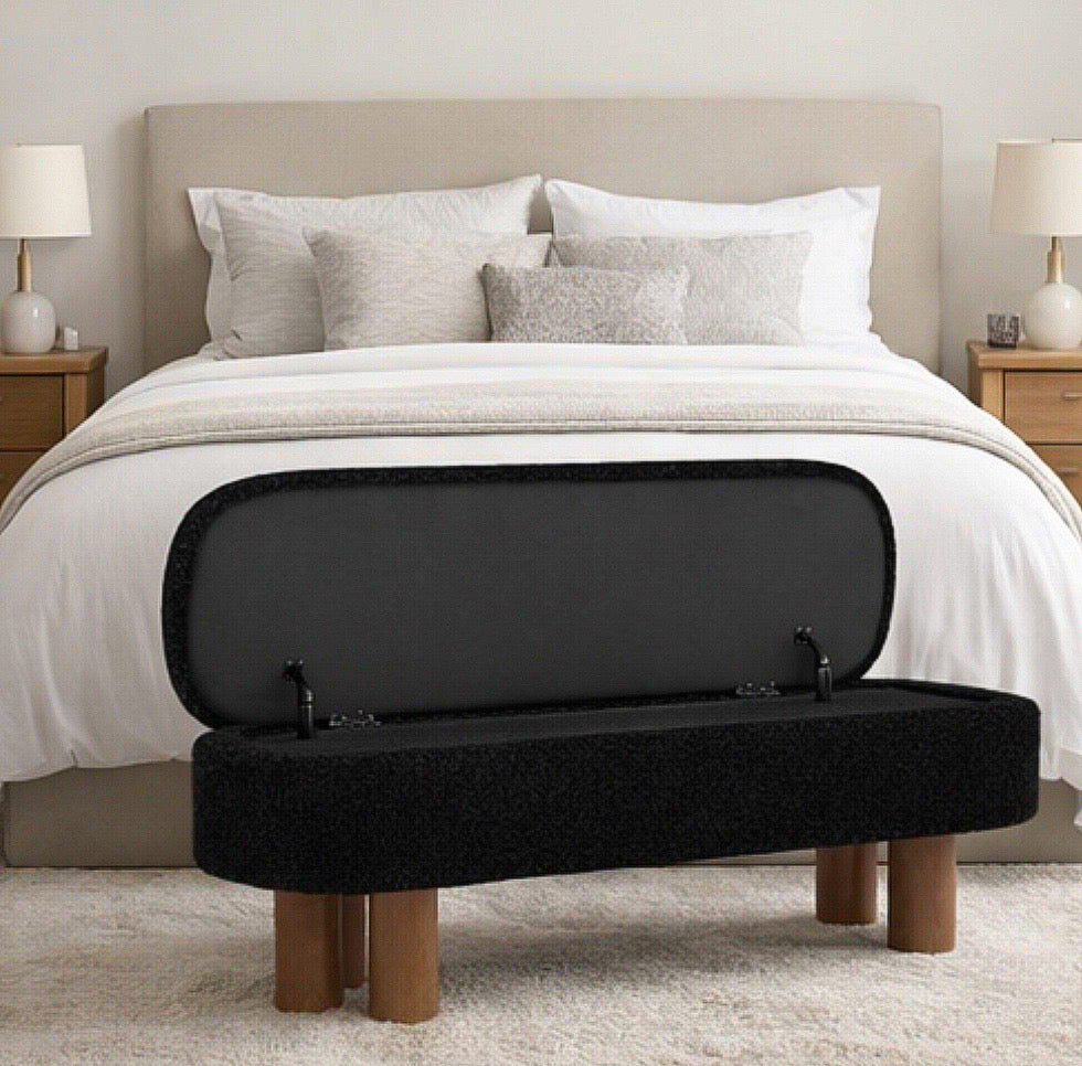 51” Flip Top Storage Bench w/ Solid Wooden Leg
