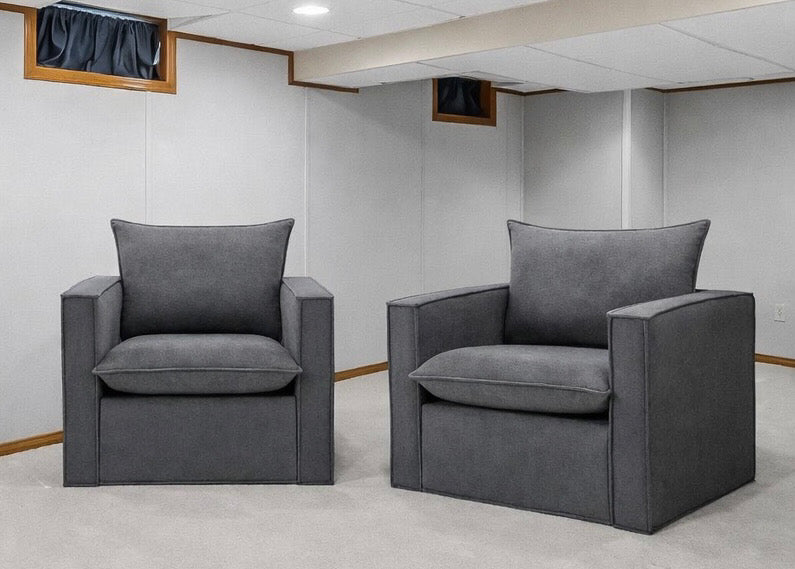 Upholstered Swivel Armchair (Set of 2)