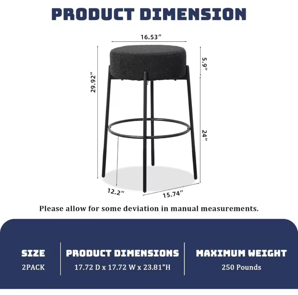 Soft Padded Boucle Backless Bar Stools