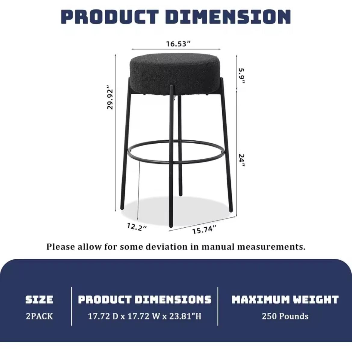 Soft Padded Boucle Backless Bar Stools