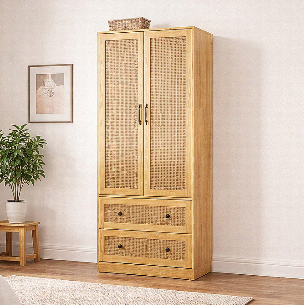 31” Bedroom Rattan Armoire