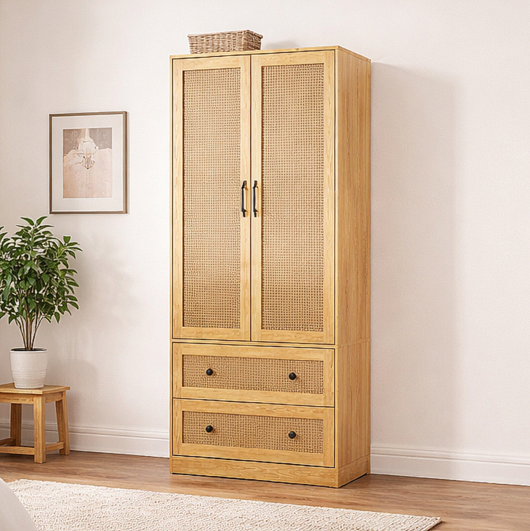 31” Bedroom Rattan Armoire