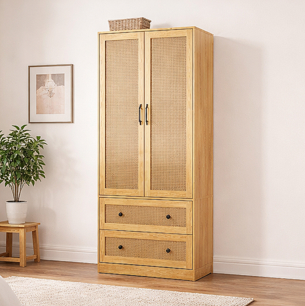 31” Bedroom Rattan Armoire