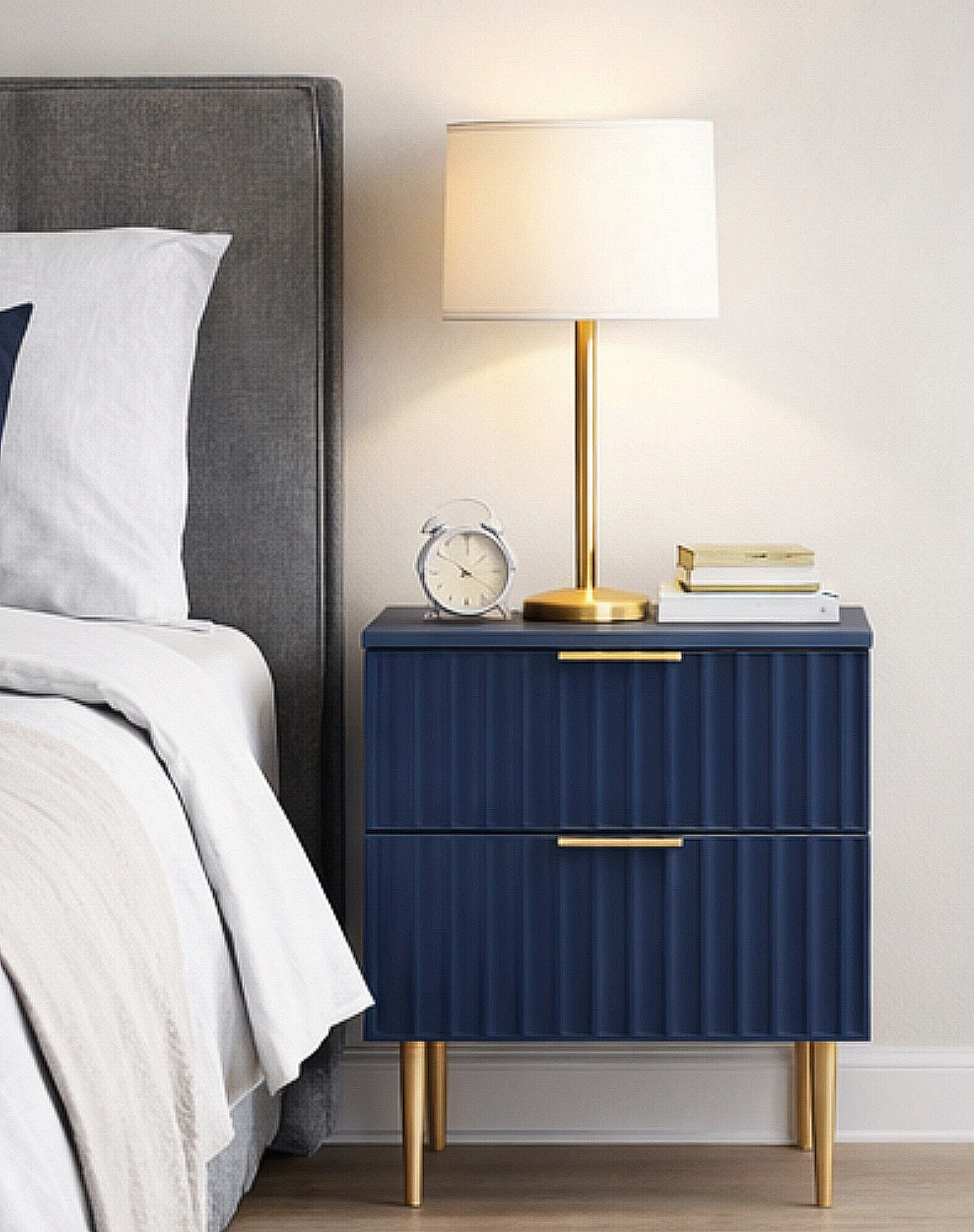 Modern Fluted Nightstand (Set of 2)