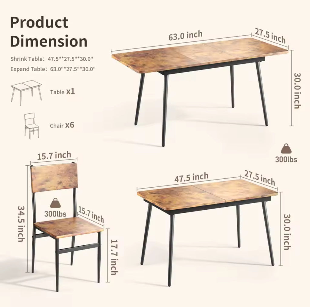 7-Piece Dining Table Set for 6