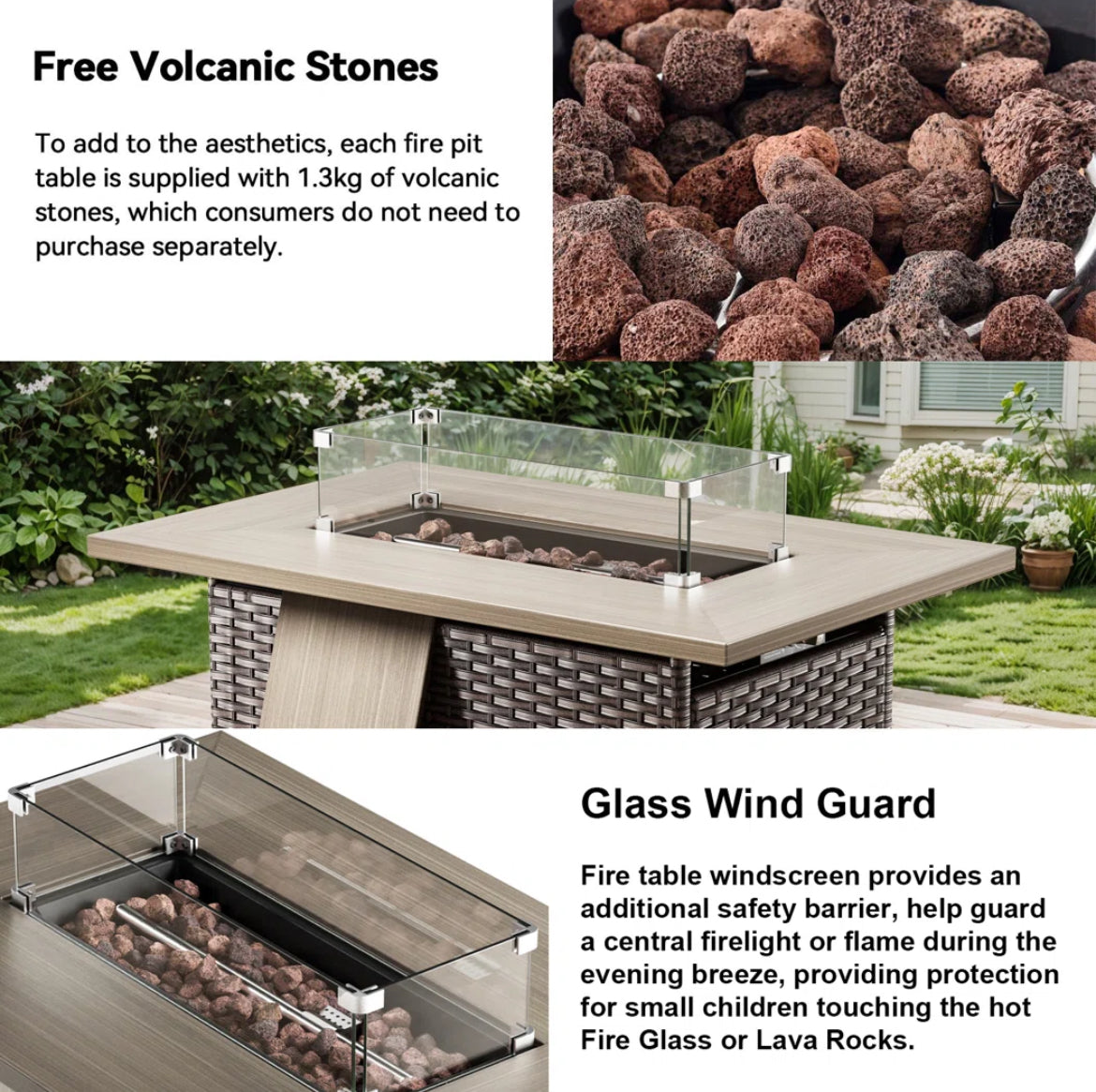 6-Piece Outdoor Sofa Conversation Set w/ Fire Pit Table