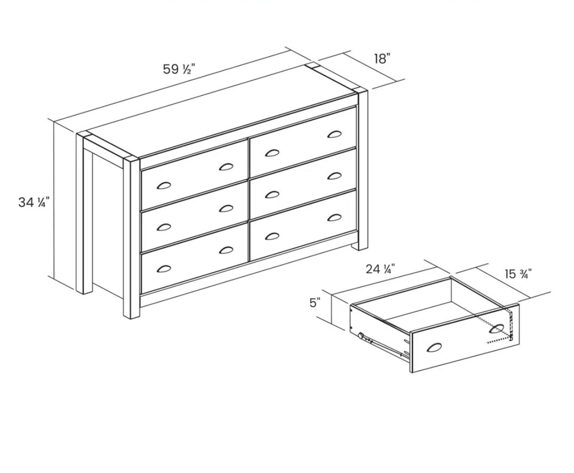 6-Drawer Basic Wooden Dresser