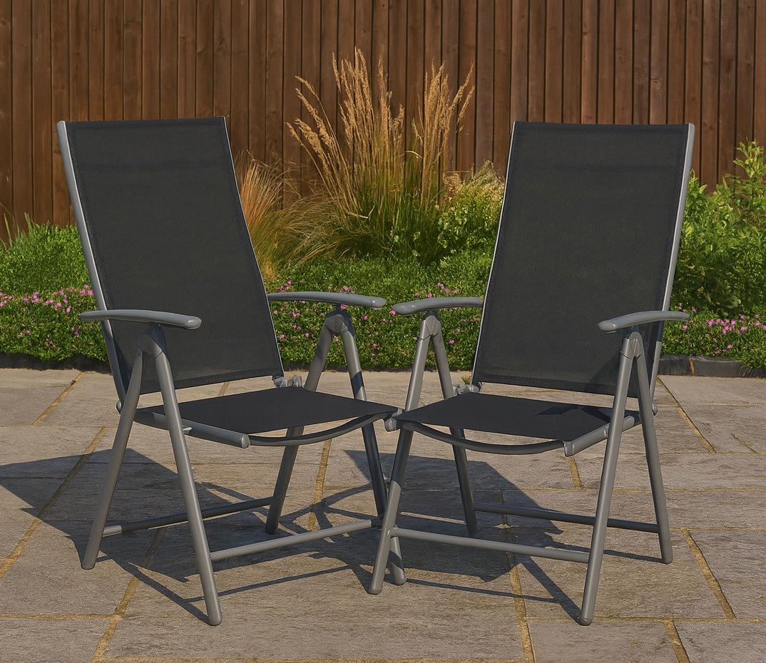 Outdoor Folding Chairs w/ 7-Level Adjustable Backrest (Set of 2)