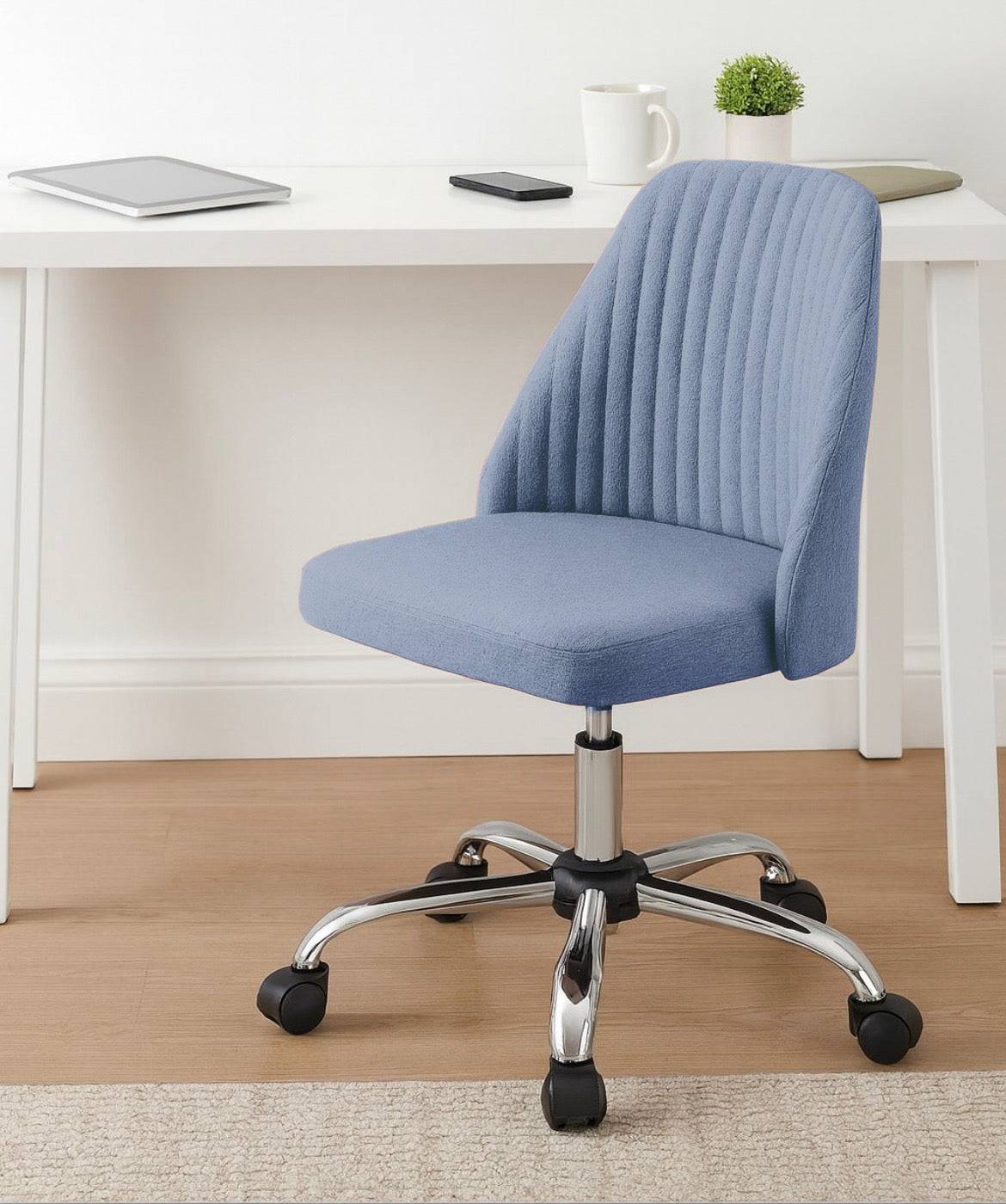 Armless Swivel Chair w/ Modern Fabric