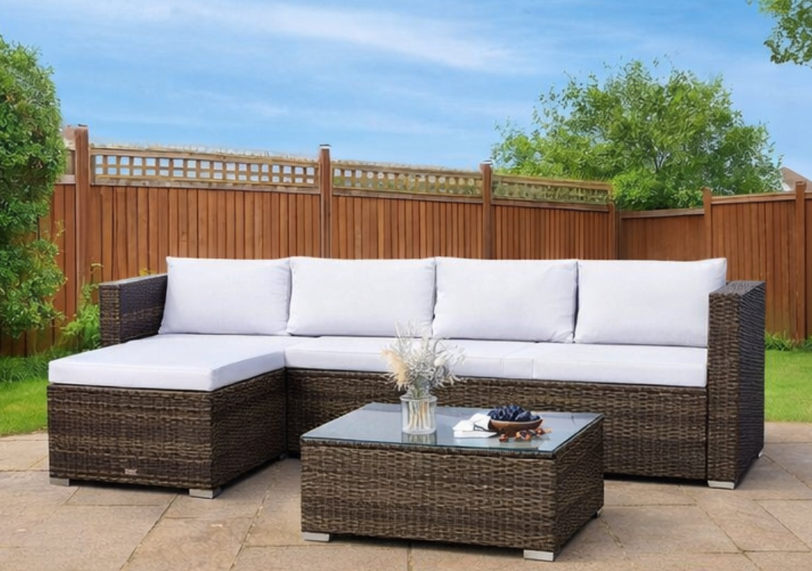 3-Piece L-Shaped Outdoor Patio Sofa Set