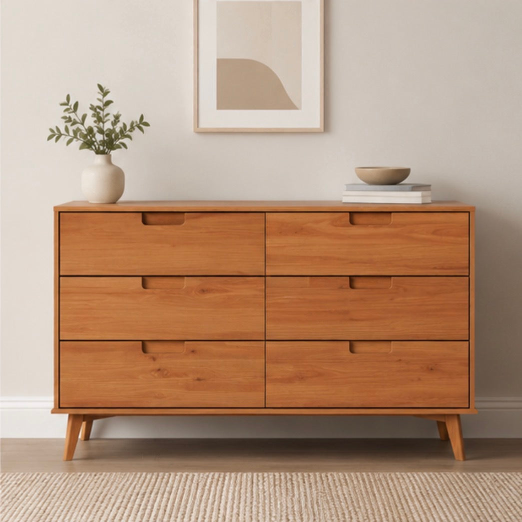 6-Drawer Solid Wood Double Dresser