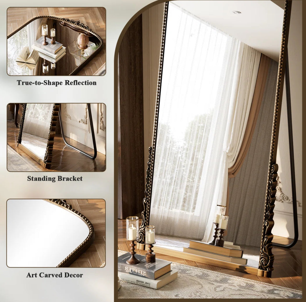 Vintage Arched Standing Mirror