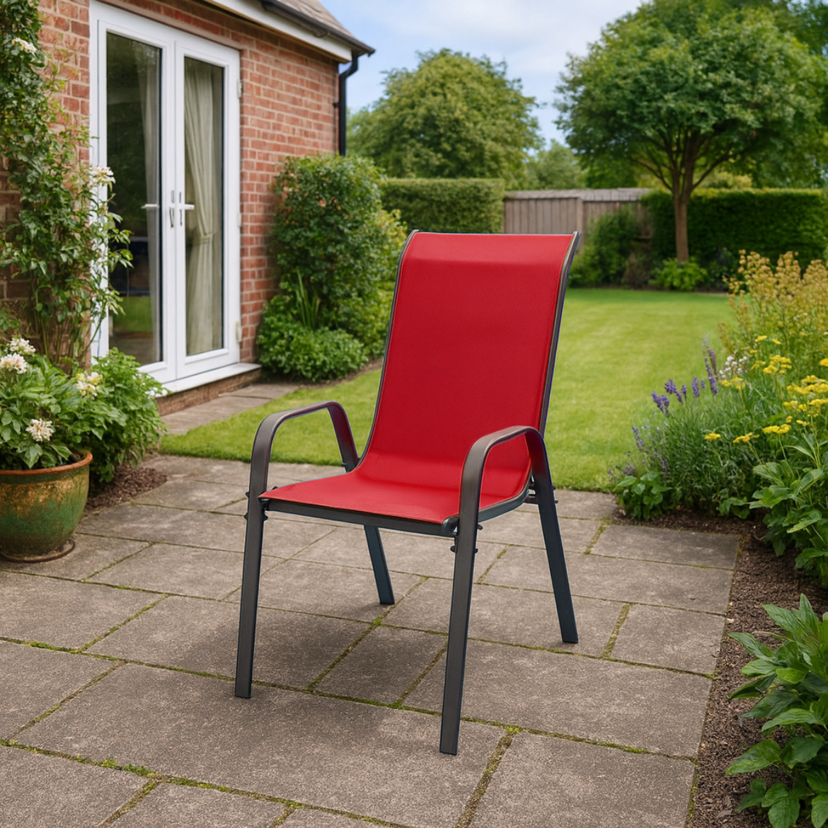 Stackable Textilene Patio Chairs (Set of 4)
