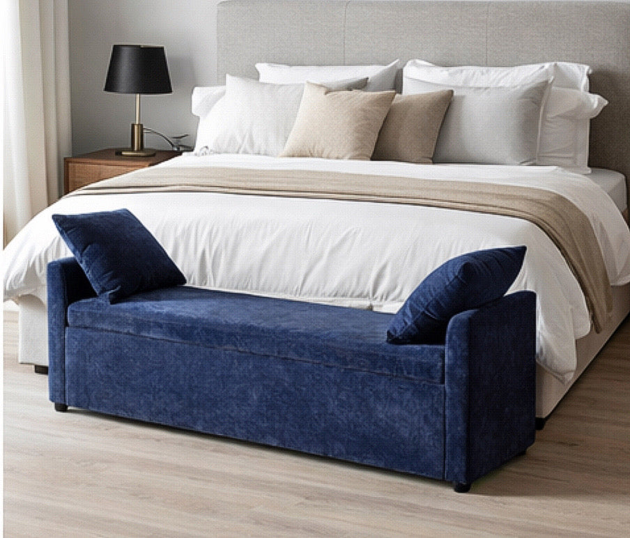 59" Bedroom Storage Bench w/ Two Pillows