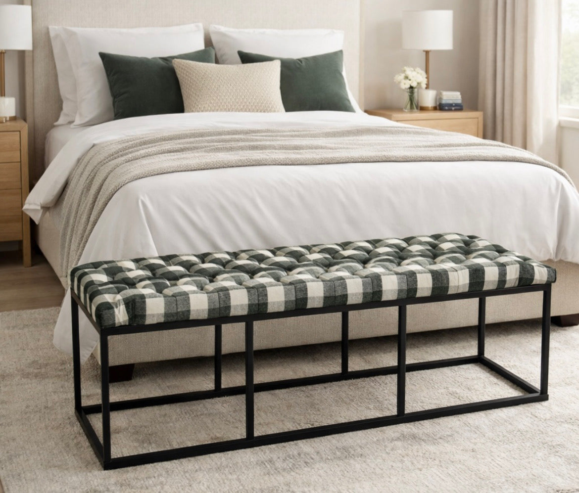 52” Faux Leather Tufted Bench