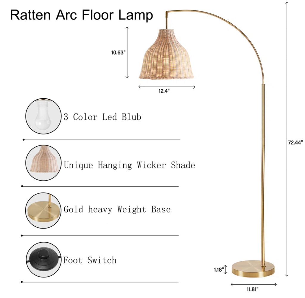 Rattan Arc Floor Lamp