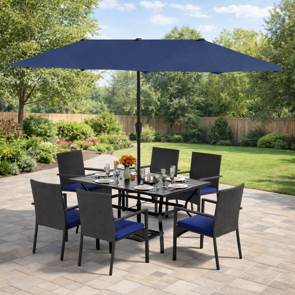 6-Person Outdoor Table Set w/ Cushions