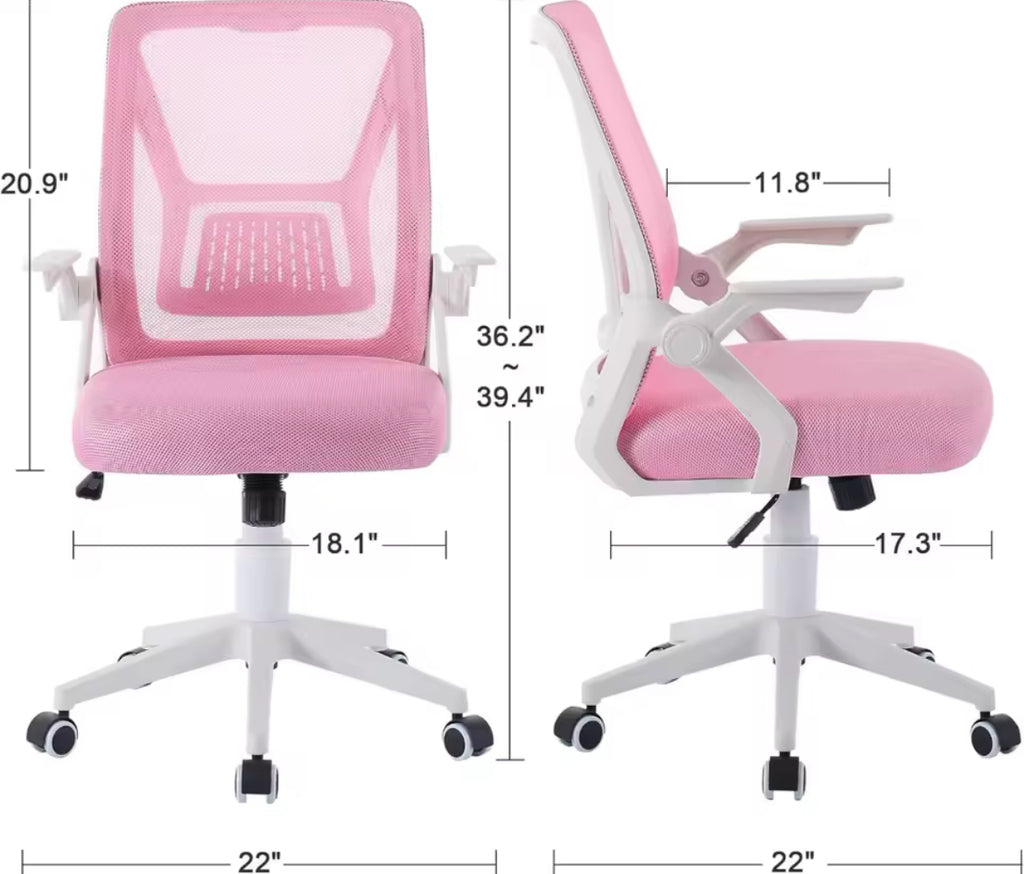 Mid-Back Swivel Ergonomic Office Chair w/ Adjustable Arms & Mesh Lumbar Support