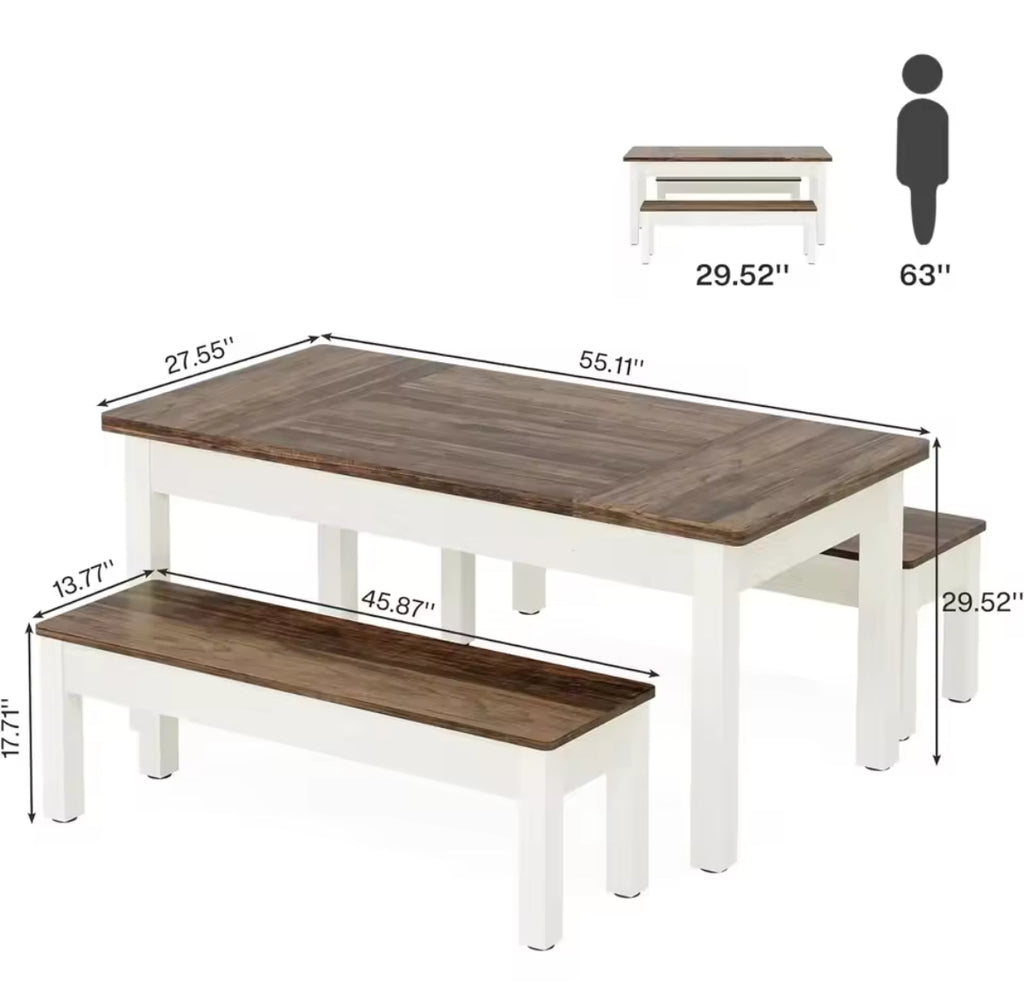 Kitchen Table Set w/ 2 Benches