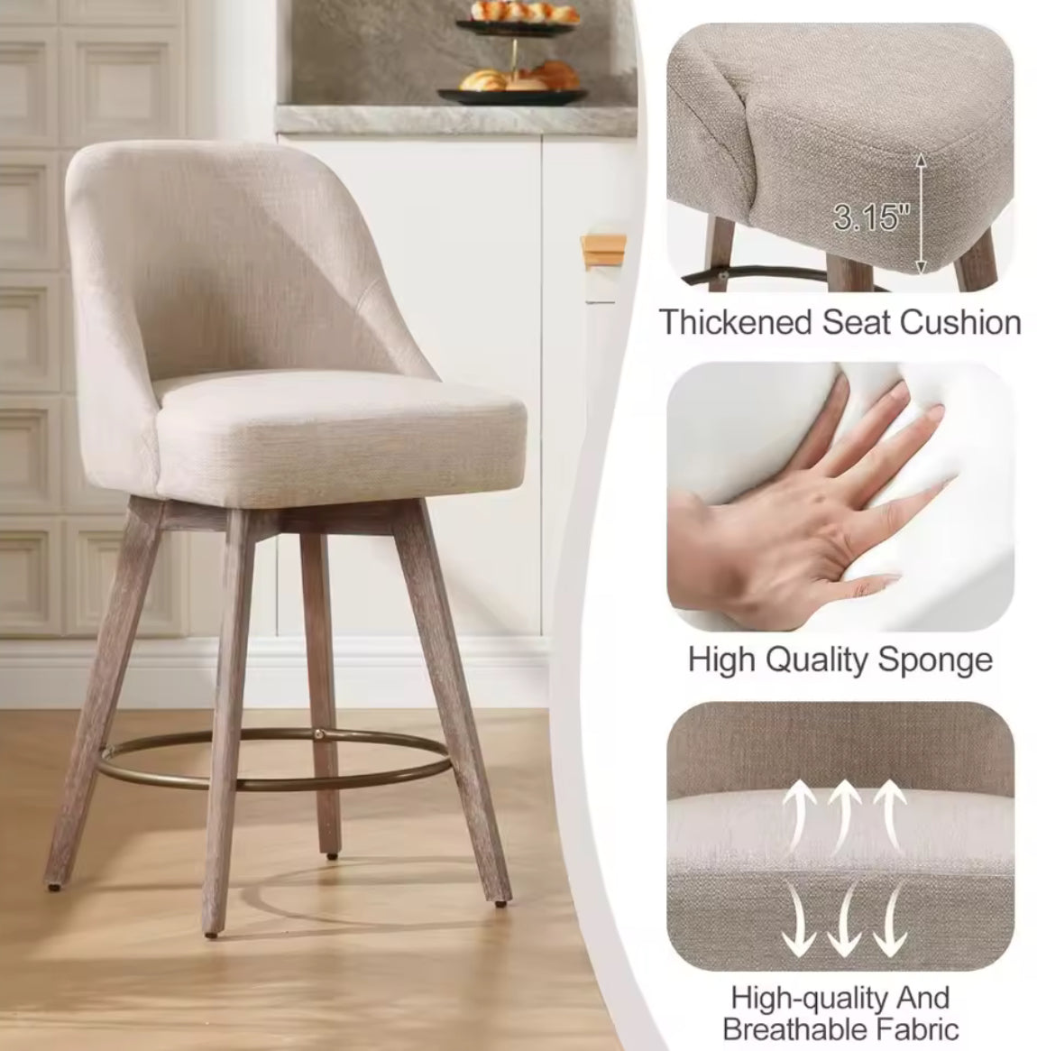 26" Swivel Counter Stools (Set of 2)