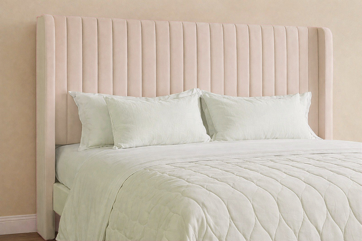 Velvet Platform Bed w/ Headboard