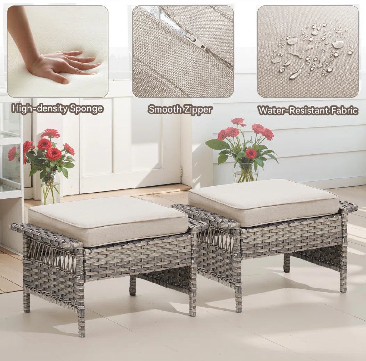 6-Piece Outdoor Sofa Conversation Set w/ Fire Pit Table