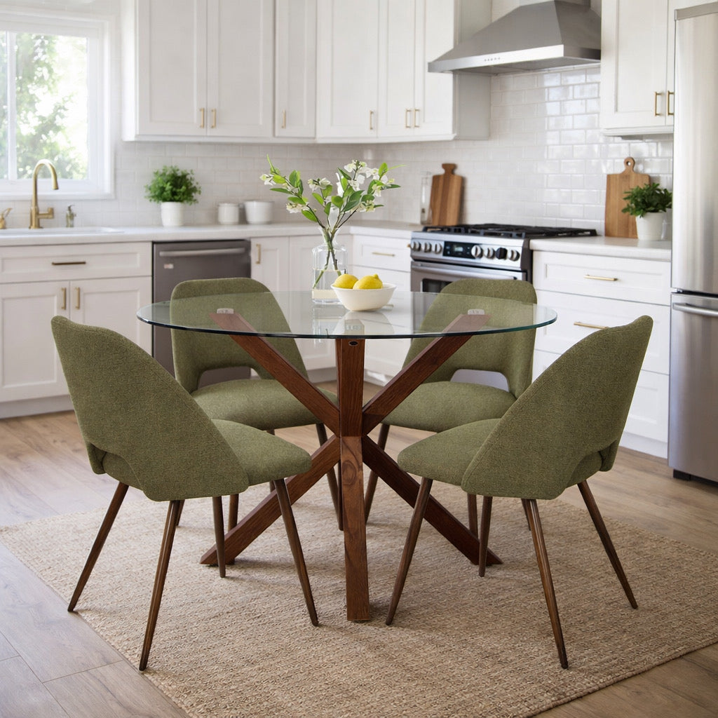 5-Piece Round Glass Table Set