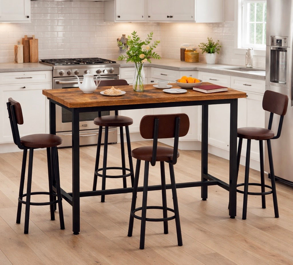 Faux Marble Bar Table Set for 4