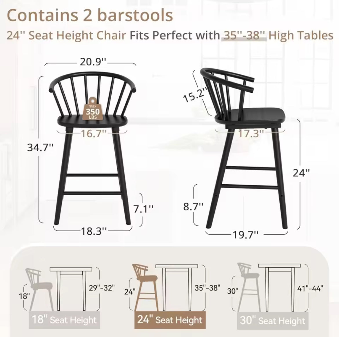 Mid Century Modern Farmhouse-Style Counter Stools