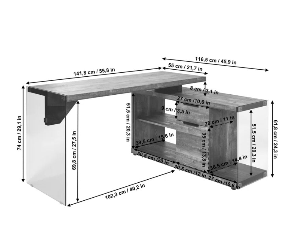 56” L-Shaped Executive Desk