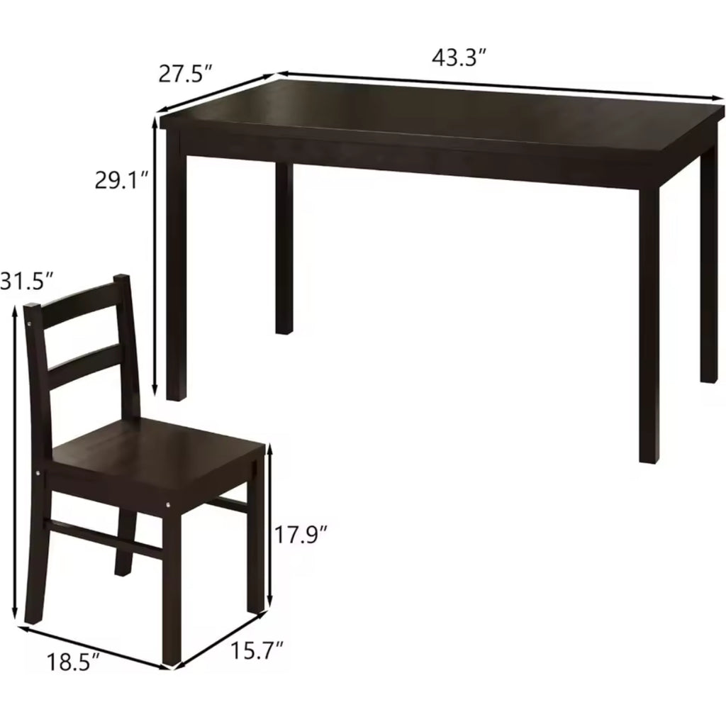 5-Piece Modern Wood Dining Table Set for 4