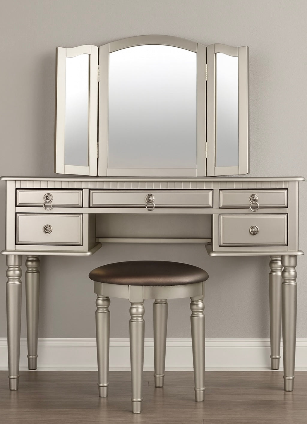43” Vanity Desk w/ Foldable Mirror & 4 Drawers