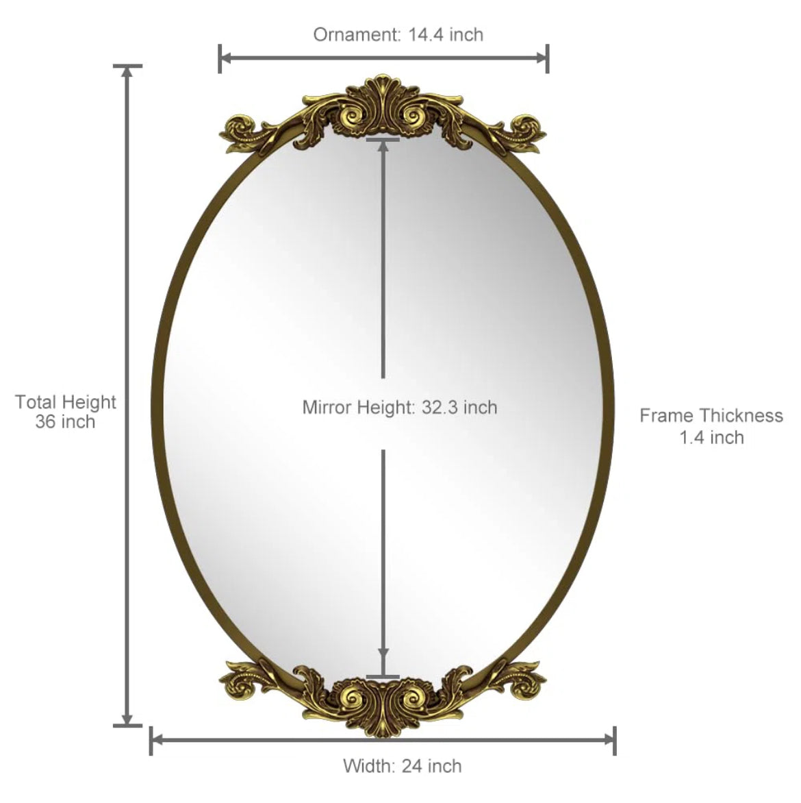 Oval Aluminum Alloy Wall Mirror