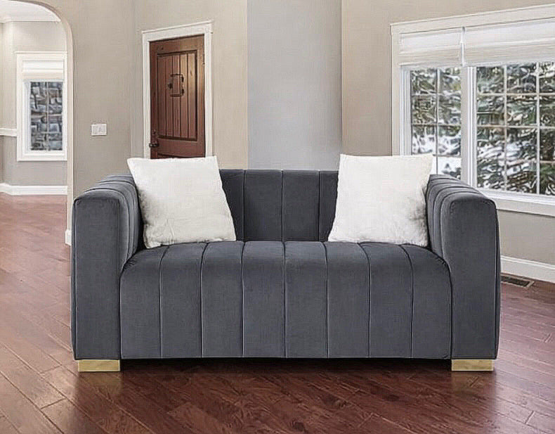 Channel Tufted Sofa Set w/ 2 Pillows